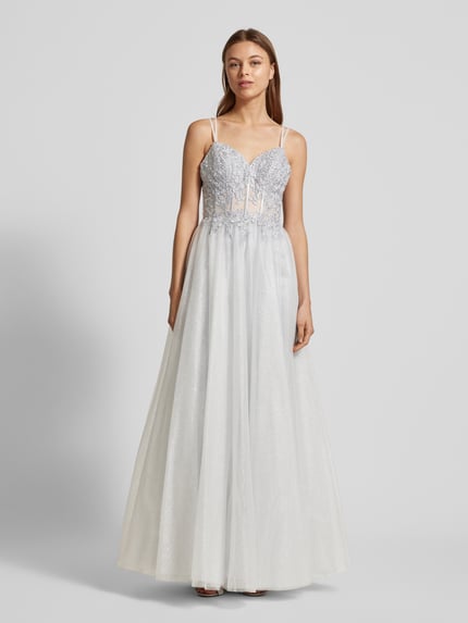 LUXUAR FASHION Abendkleid mit Ziersteinbesatz Silber 4
