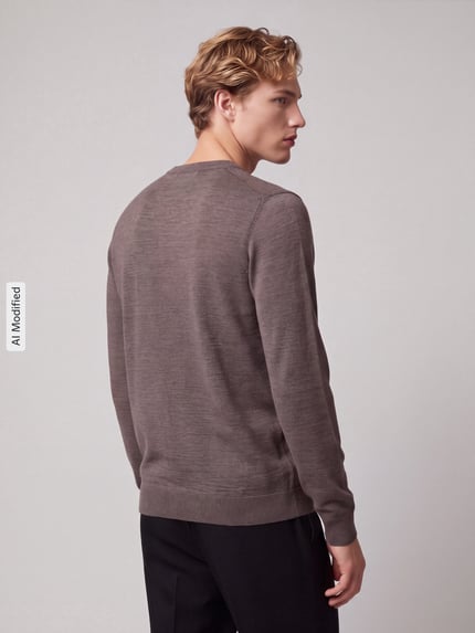Selected Regular Fit Pullover aus reiner Wolle Modell 'TRAY' Mittelbraun 5