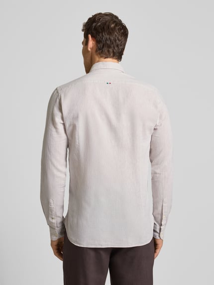 FIL NOIR Regular Fit Business-Hemd aus Leinen-Baumwoll-Mix Modell 'ROMA' Sand 5