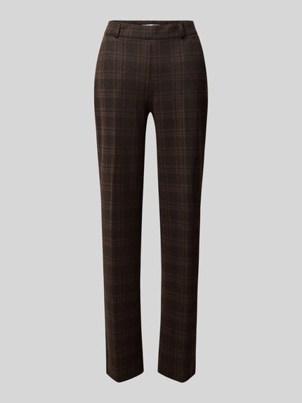Produktfoto, Super Slim Fit Weite Hose mit Baumwoll-Viskose-Anteil Modell 'LILLYTH' von Raphaela By Brax, kariertes Muster, braun, glatte Textur