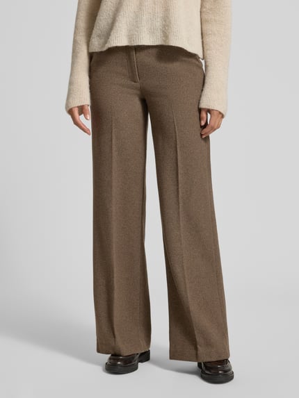 Stefanel High Waist Stoffhose aus Wolle mit Bundfalte Mittelbraun 4