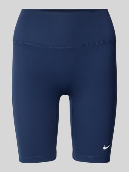 Produktfoto, Radlerhose mit elastischem Bund und Logo von NIKE TRAINING in Dunkelblau, Material-Mix mit Stretch-Anteil, körpernahe Passform.