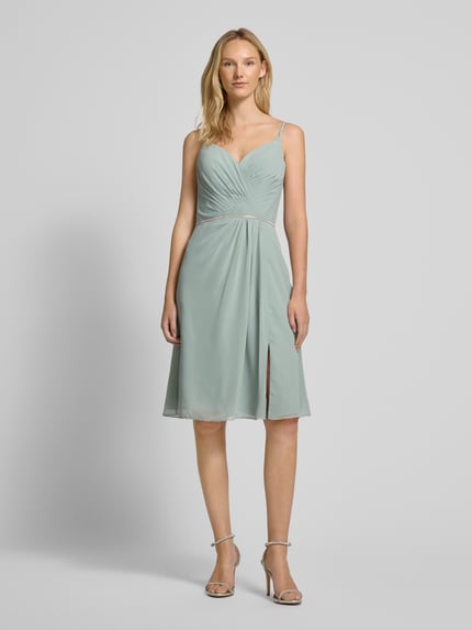 LUXUAR FASHION Knielanges Cocktailkleid mit Strasssteinbesatz Gruen 1