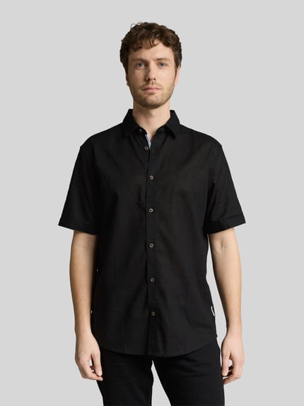 Tom Tailor Regular Fit Freizeithemd aus Leinen-Baumwoll-Mix Black 4
