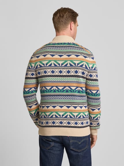 OLYMP Level 5 Gebreide pullover met opstaande kraag Ecru - 5