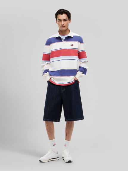 Tommy Jeans Regular Fit Rugbyshirt aus reiner Baumwolle Ecru 1