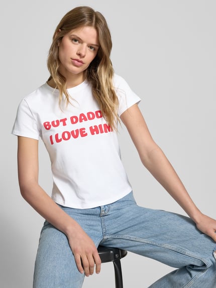 REVIEW T-Shirt mit Statement-Stitching Weiss 3