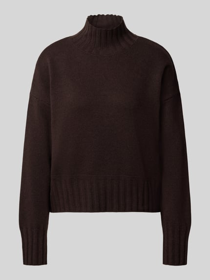 Produktfoto, sweter z dzianiny 'Strickpullover aus Woll-Mix mit Stehkragen' od Milano Italy, mieszanka wełny z domieszką kaszmiru, krój relaxed fit, stójka, obniżone ramiona, długość tyłu w rozmiarze S: 51 cm, długość rękawów w rozmiarze S: 52 cm