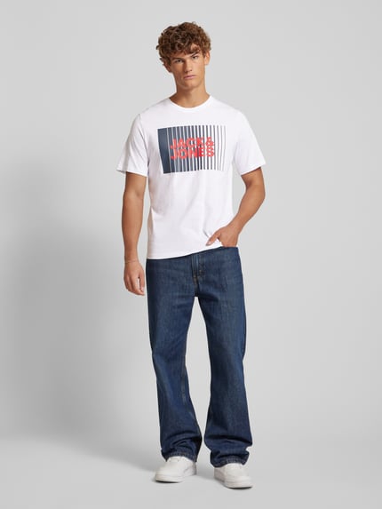 JACK & JONES T-Shirt mit Label-Print Modell 'CORP' Weiss 1