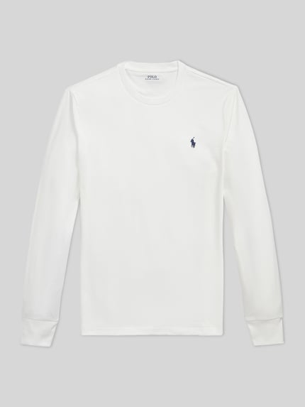 Polo Ralph Lauren Regular Fit Langarmshirt aus reiner Baumwolle Weiss 2