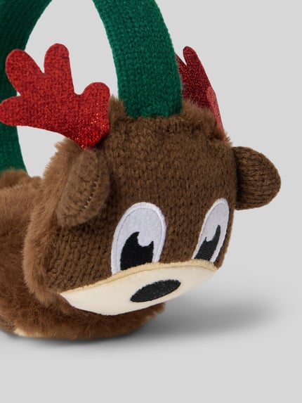 CAPELLI NEW YORK Oorwarmers in kerstdesign, model 'Reindeer' Donkerblauw - 2