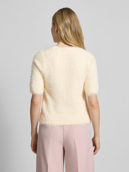 Max Mara Studio Slim Fit Pullover mit Perlenbesatz Weiss 5