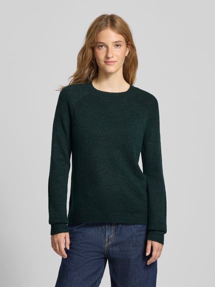 PIECES Regular Fit Strickpullover mit Raglanärmeln Modell 'JULIANA' Dunkelgruen 4