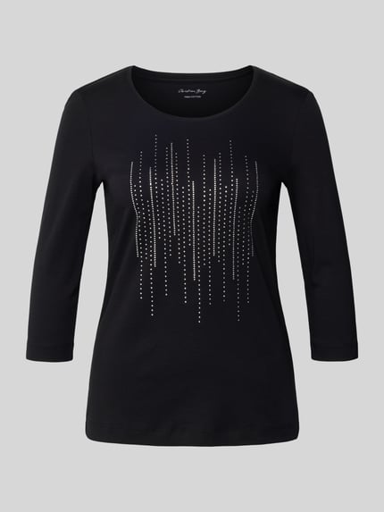 Christian Berg Woman T-shirt met siersteentjes en 3/4-mouwen Zwart - 2