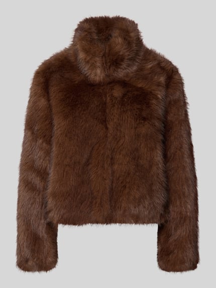 Productfoto, Jacke aus Kunstfell van Smith and Soul in bruin, regular fit, kunstbont, staande kraag, zachte textuur, vooraanzicht.