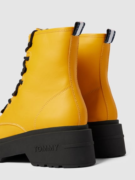 Tommy Jeans Veterboots met plateauzool, model 'CHUNK' Geel - 3
