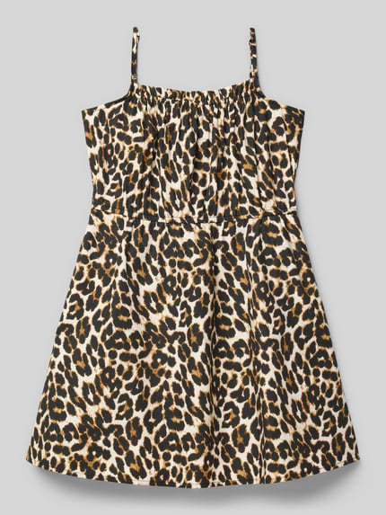 ONLY Tailliertes Minikleid mit Allover-Muster Modell 'CLARA' Camel 1