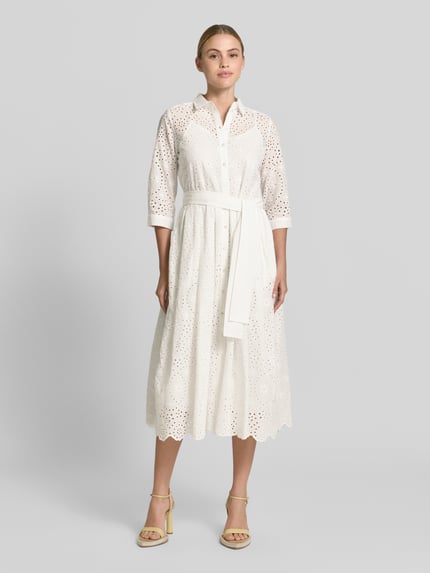 Milano Italy Overhemdjurk van broderie met knoopsluiting Wit - 4