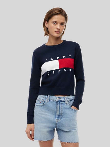 Tommy Jeans Regular Fit Pullover aus reiner Baumwolle Dunkelblau 4