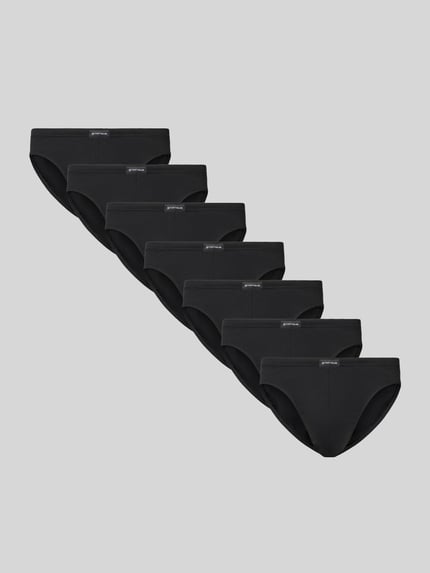 Productfoto, Slip aus Baumwolle im 7er-Pack van TOM TAILOR in effen zwart, puur katoen zonder beenaanzet, elastische band met logo