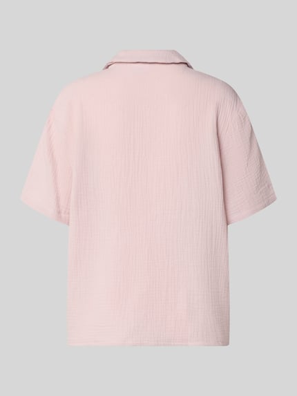 Produktfoto, Relaxed Fit Pyjama-Oberteil mit Brusttasche von Jake*s Casual in hellem Rosa, Reine Baumwolle, Strukturmuster, Rückansicht