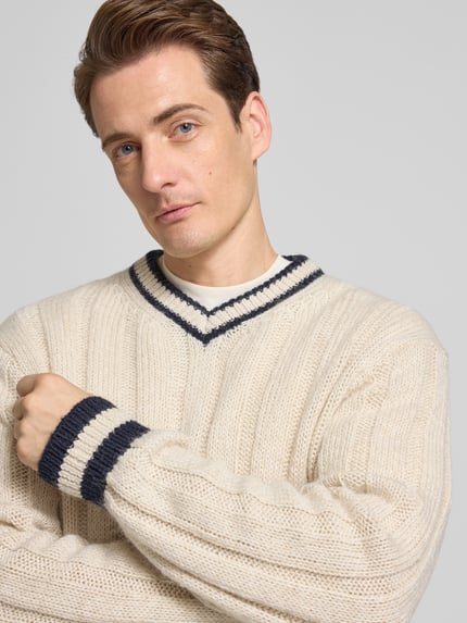 Selected Relaxed Fit Strickpullover mit Woll-Anteil Modell 'ROY' Offwhite 3