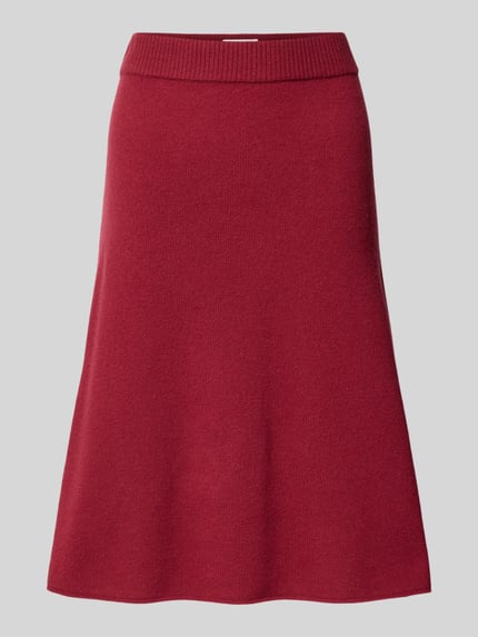 Produktfoto, Knielanger Strickrock mit elastischem Bund von Christian Berg Woman in Rot, reine Baumwolle, A-Linie, glatte Textur