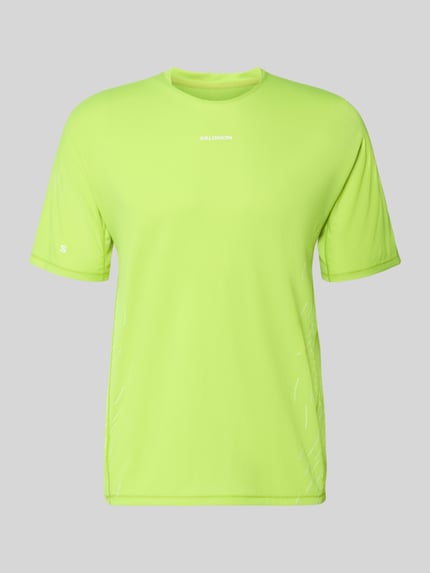 Produktfoto, leuchtend grünes Funktionsshirt mit Logo Modell 'SENSE AERO' von Salomon mit Rundhalsausschnitt, Regular Fit, glatte Textur
