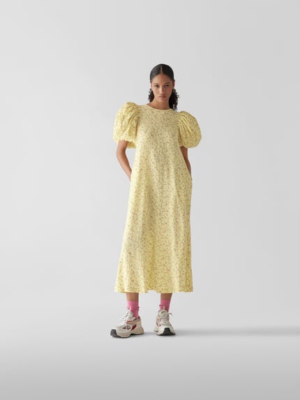 ROTATE Midi-jurk van pure viscose Geel - 1