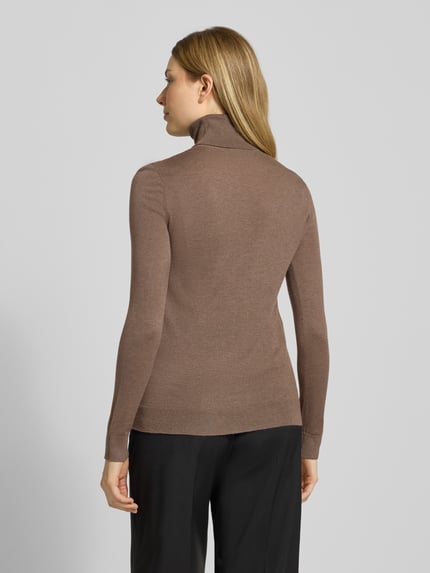 Lauren Ralph Lauren Sweter z golfem o kroju slim fit z dodatkiem jedwabiu model „ZOE” Szarobrązowy 5