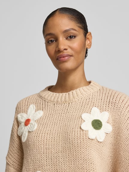 Apricot Strickpullover mit gerippten Abschlüssen Sand 3
