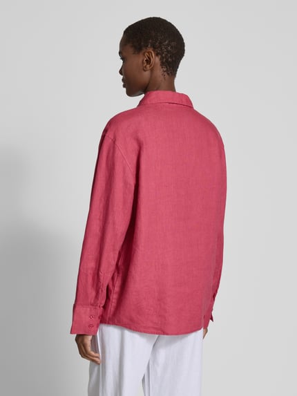 Samsøe Samsøe Regular fit overhemdblouse van linnen met doorknoopsluiting Rosé - 5