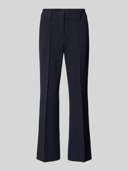 Produktfoto, Flared Fit stoffen broek met viscose, siernaad, haakjes- en ritssluiting, Model 'Farah' van Cambio, donkerblauw