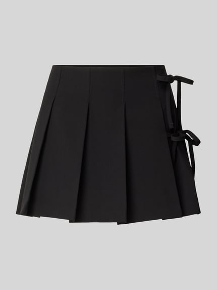 Productfoto, zwarte rok met plooien, detail met strik aan de zijkant, Ausgestellter Mini-Rock met viscose van ONLY, Dames
