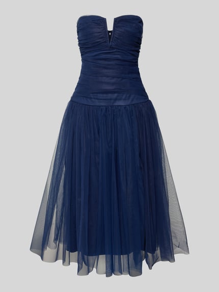 Lace & Beads Knielange cocktailjurk met V-hals Marineblauw - 2