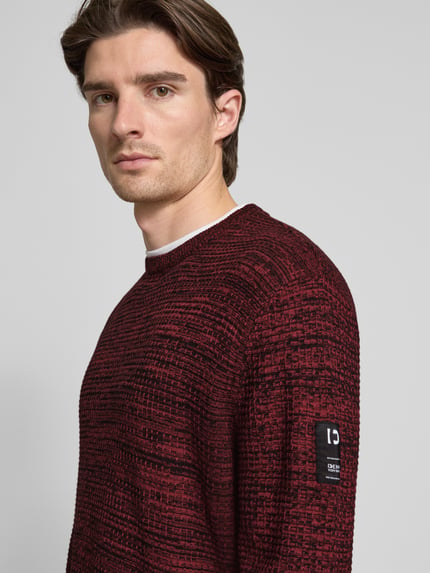 Tom Tailor Denim Regular Fit Strickpullover aus Baumwoll-Mix Dunkelrot 3