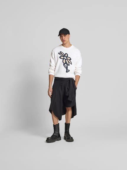 MAISON KITSUNÉ Pullover in Strick-Optik Weiss 1