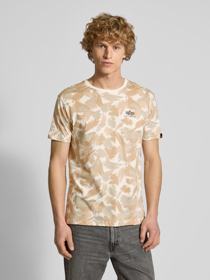 Alpha Industries T-shirt z nadrukiem z logo Piaskowy 4