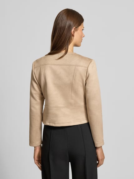 ZABAIONE Kunstlederjacke mit Zierreißverschluss Taupe 5