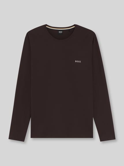 BOSS Langarmshirt mit kleinem Logo-Schriftzug Dunkelbraun 2
