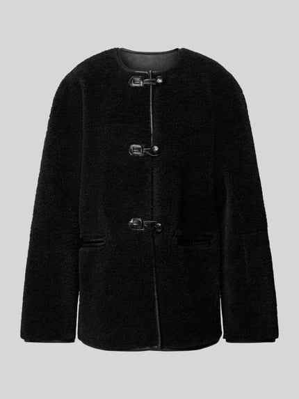 Jake*s Collection Teddyjack met knoopsluiting en steekzakken Zwart - 2