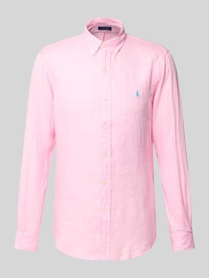 Polo Ralph Lauren Slim fit linnen overhemd met logostitching Roze - 2
