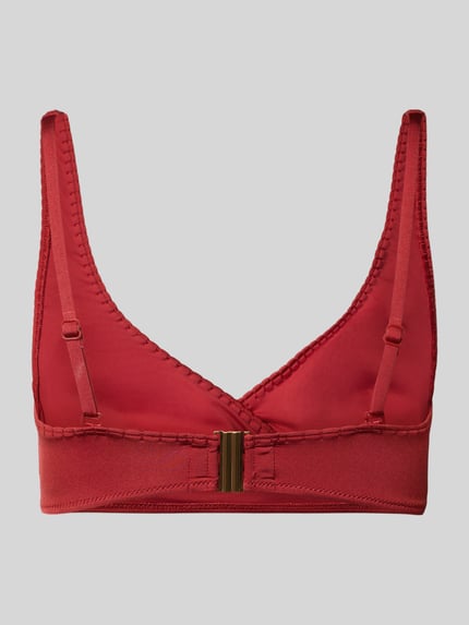 Produktfoto, Bikini-Oberteil mit abnehmbaren, verstellbaren Trägern von WATERCULT in Rot, Material-Mix mit Stretch-Anteil, glatte Textur, körpernahe Passform, herausnehmbare Schaumschale, Brustfutter