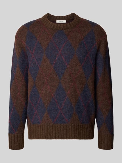 Selected Pullover aus Alpaka mit Rippabschlüssen Schoko 1