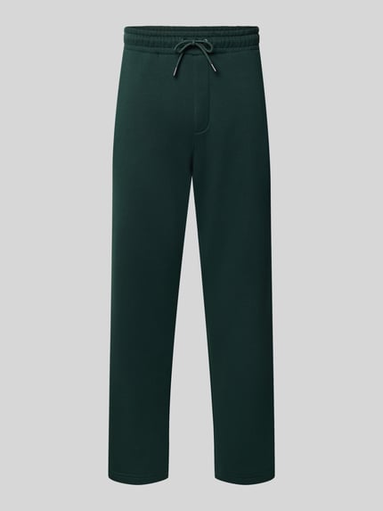 Produktfoto, gerade geschnittene grüne Straight Fit Sweatpants Modell 'BRADLEY' von JACK & JONES, Baumwoll-Mix, elastischer Bund, 77 cm Innenbeinlänge.