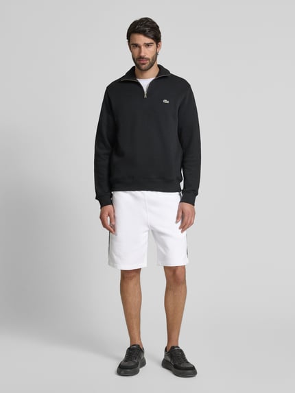 Lacoste Regular Fit Sweatshorts mit Galonstreifen Weiss 1