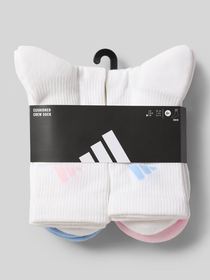 Productfoto, Socken met logo in 6-pack van adidas Sportswear in wit katoenmix met stretch en kleurrijke details, nauwsluitende pasvorm.