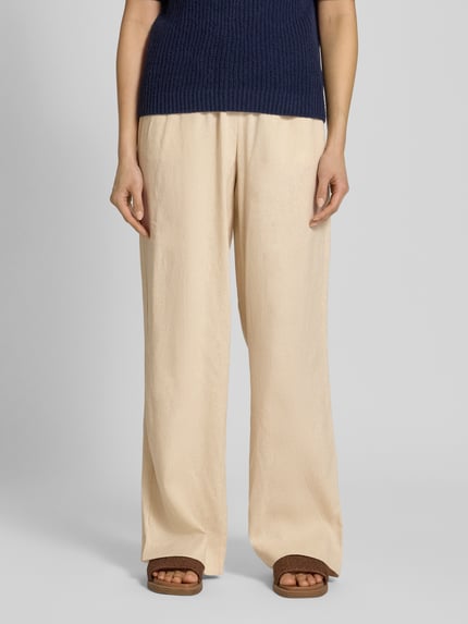 YAS Leinenhose mit elastischem Bund Modell 'FLAXY' Beige 4