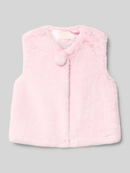 GUESS Regular Fit Weste mit Kunstfell und V-Ausschnitt Altrosa 1