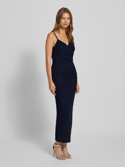 TROYDEN COLLECTION Abendkleid mit V-Ausschnitt und Raffungen Dunkelblau 1